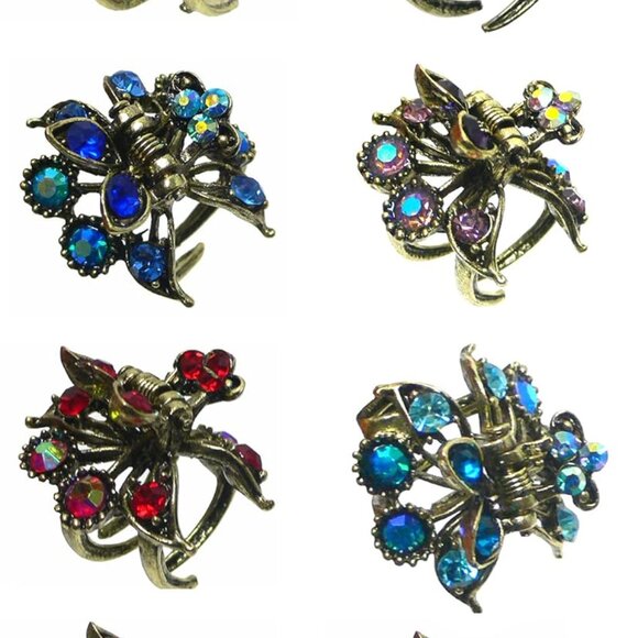 Mini Hair Claws Set 8 Metal Small Clips for Hair Styling Bun Ponytail - Picture 6 of 9